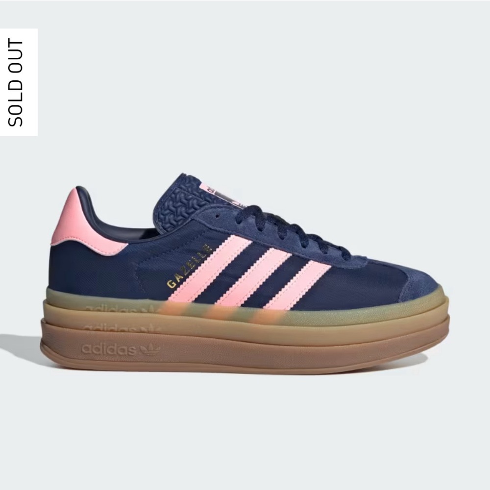 NWT Adidas Gazelle Bold Platform Shoes Dark Blue Pink Spark Women’s Size 7.5